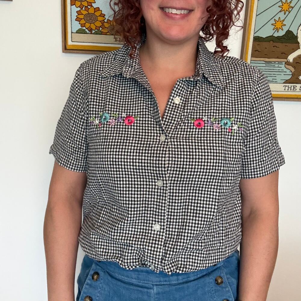 Blair black and white gingham button up shirt size XL